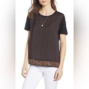 Scotch & Soda Mixed Media Linen Paisley Print Tee Sz M